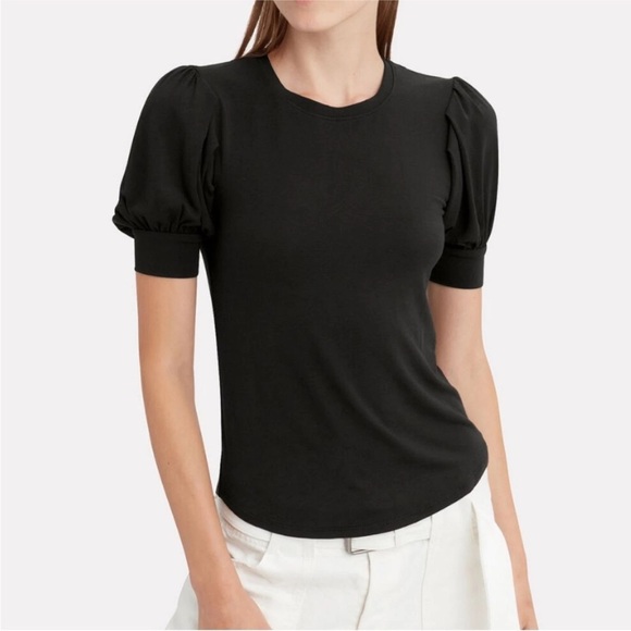 Frame Denim Black Puff Sleeve Tee - Picture 1 of 8